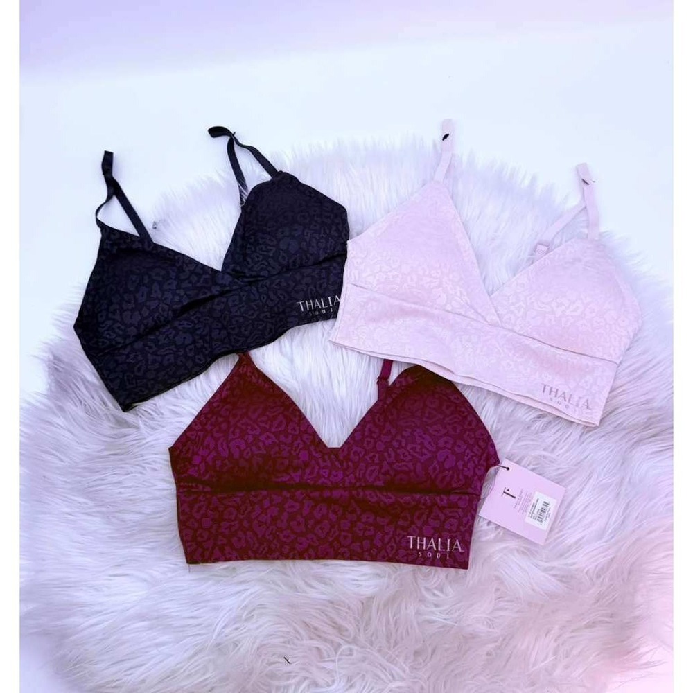 Thalia Sodi Seamless Bralette Set 3 Pack Black Red Nude Wireless Bras New Size M